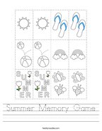 Summer Memory Game Handwriting Sheet