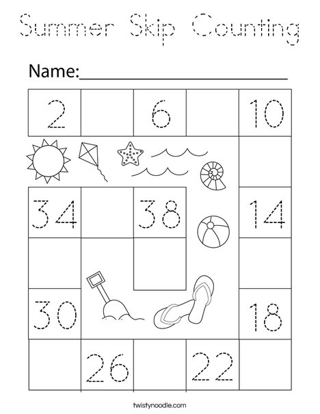 Summer Skip Counting Coloring Page