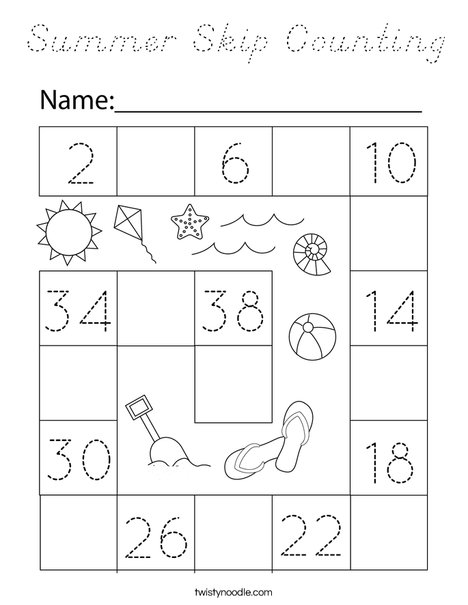 Summer Skip Counting Coloring Page