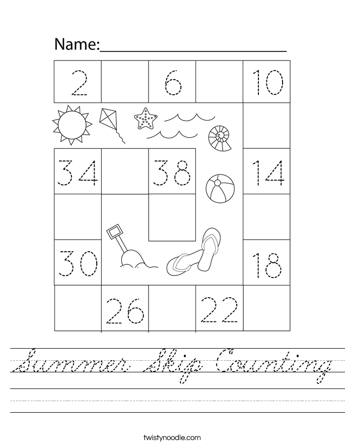 Summer Skip Counting Worksheet