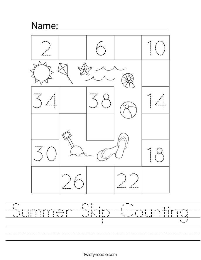 Summer Skip Counting Worksheet