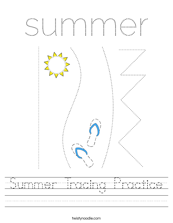 Summer Tracing Practice Worksheet