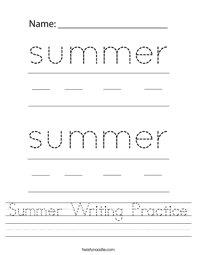 Summer Writing Practice Worksheet