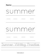 Summer Writing Practice Handwriting Sheet