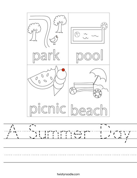 a summer day worksheet twisty noodle