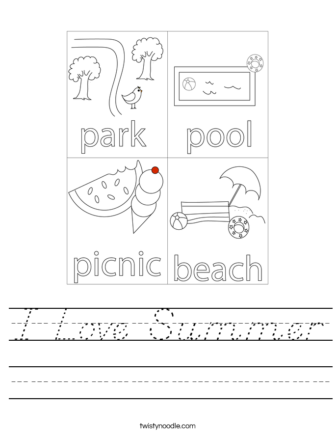 I Love Summer Worksheet