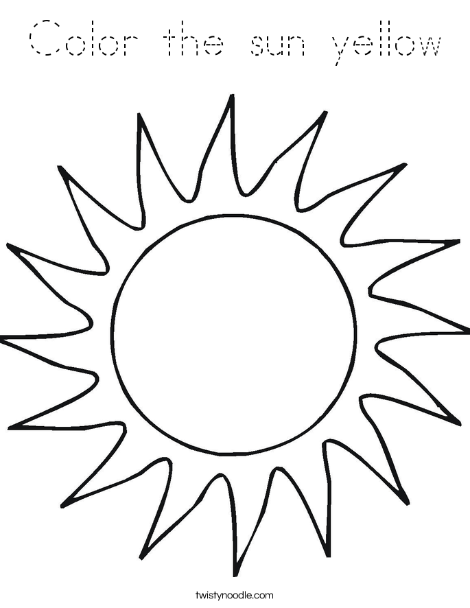 Color the sun yellow Coloring Page
