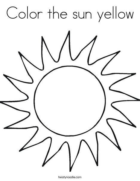 color the sun yellow coloring page twisty noodle