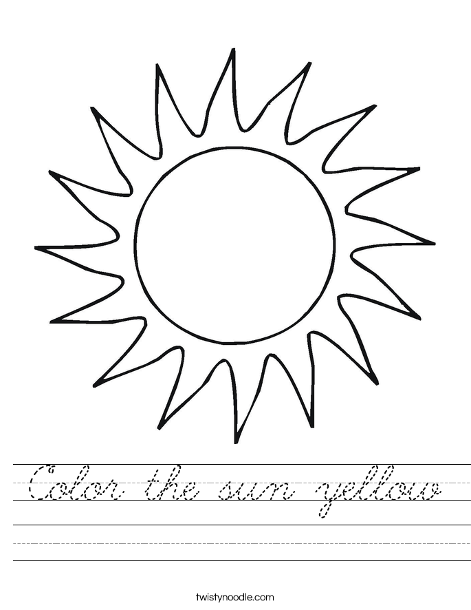 Color the sun yellow Worksheet
