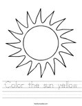 Color the sun yellow Worksheet