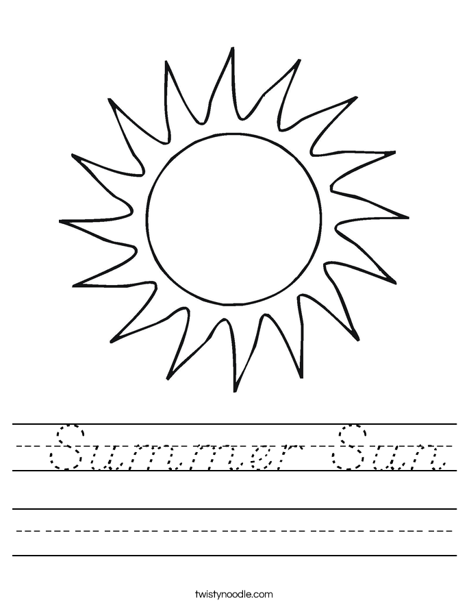  Summer Sun Worksheet