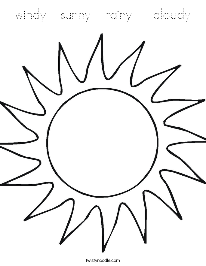 windy  sunny  rainy   cloudy Coloring Page
