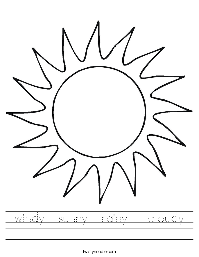 windy sunny rainy cloudy Worksheet - Twisty Noodle