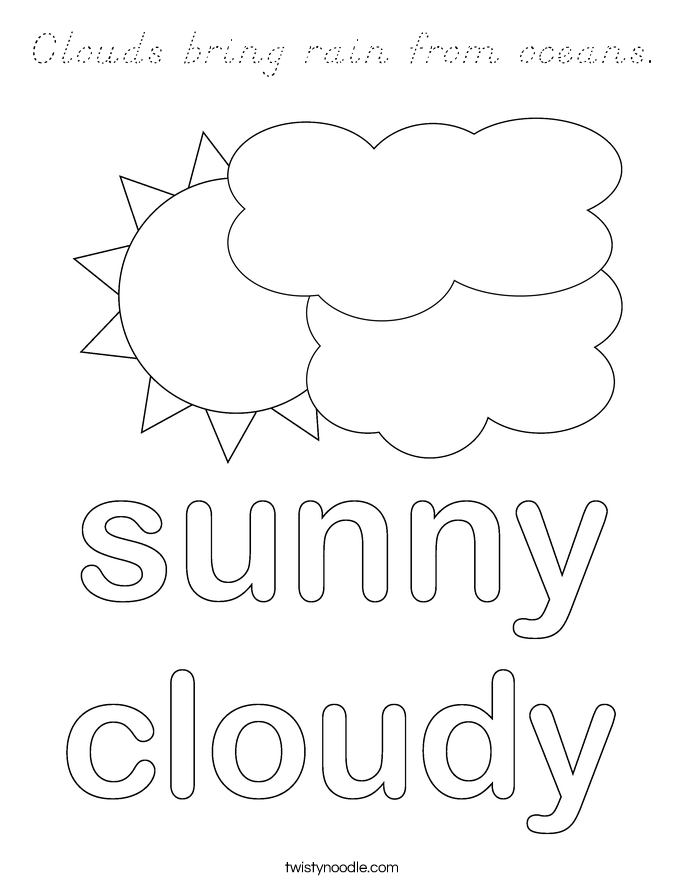 Clouds bring rain from oceans. Coloring Page