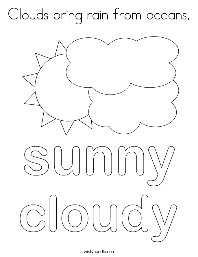 Clouds bring rain from oceans. Coloring Page