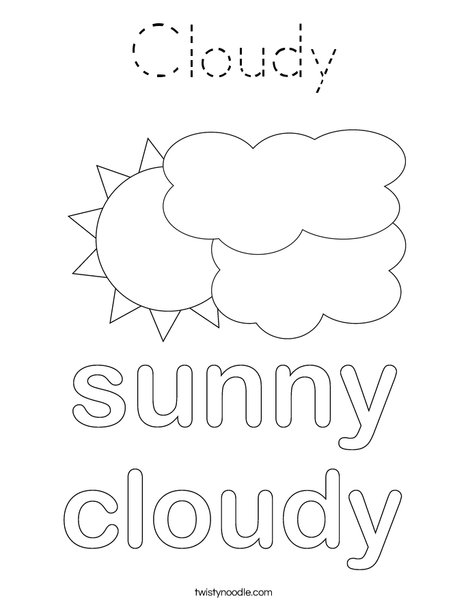 Sun with Clouds Coloring Page