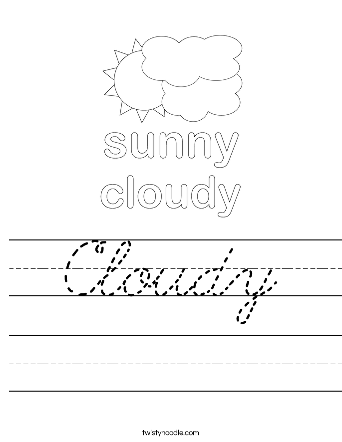 Cloudy Worksheet - Cursive - Twisty Noodle
