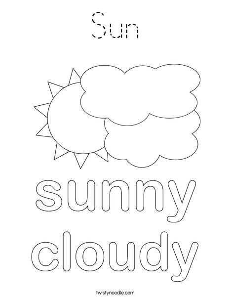 Sun with Clouds Coloring Page