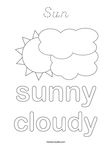 Sun with Clouds Coloring Page