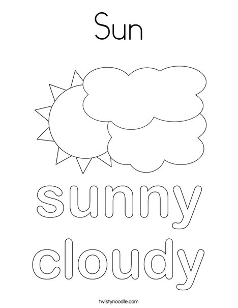 Sun with Clouds Coloring Page