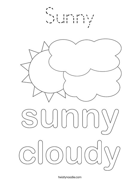 Sun with Clouds Coloring Page