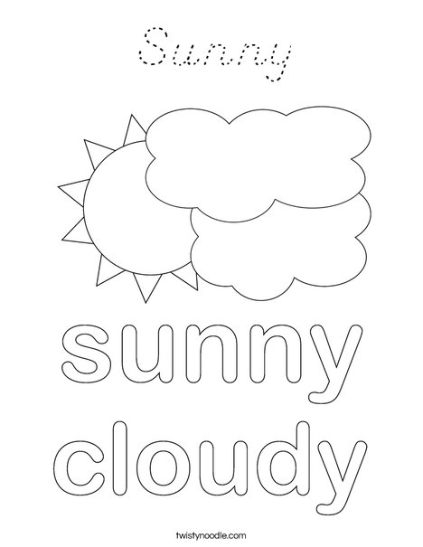 Sun with Clouds Coloring Page