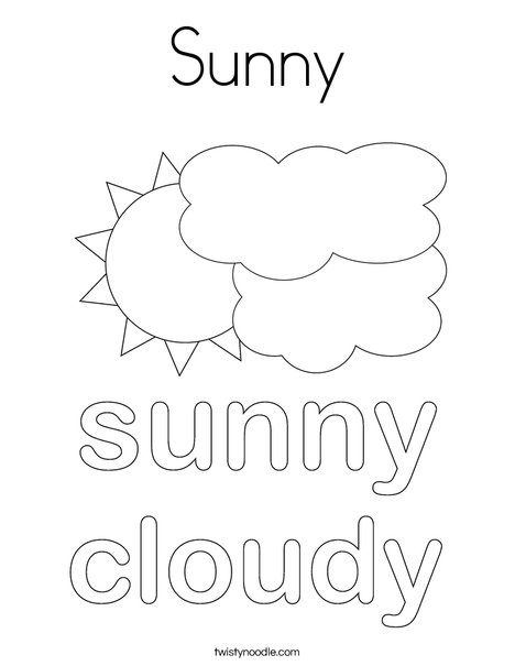 Sun with Clouds Coloring Page