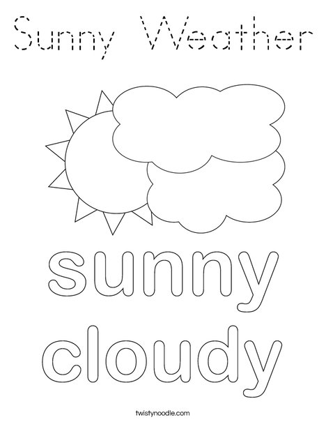 Sunny Weather Coloring Page - Tracing - Twisty Noodle