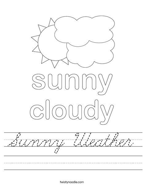 Sunny Weather Worksheet - Cursive - Twisty Noodle