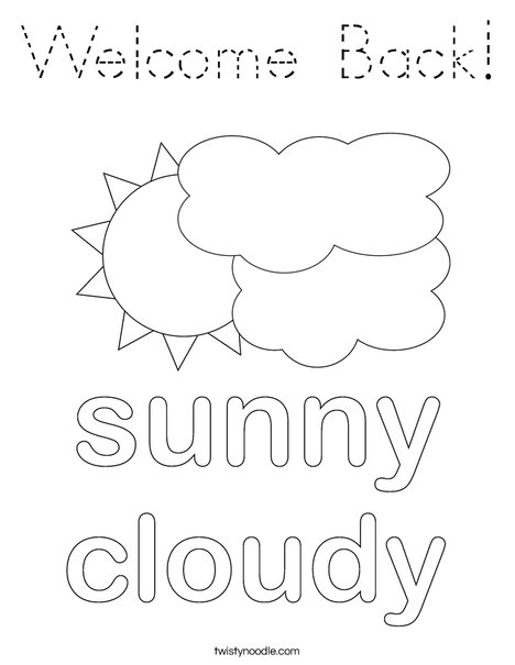 Sun with Clouds Coloring Page