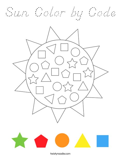 Sun Color by Code Coloring Page