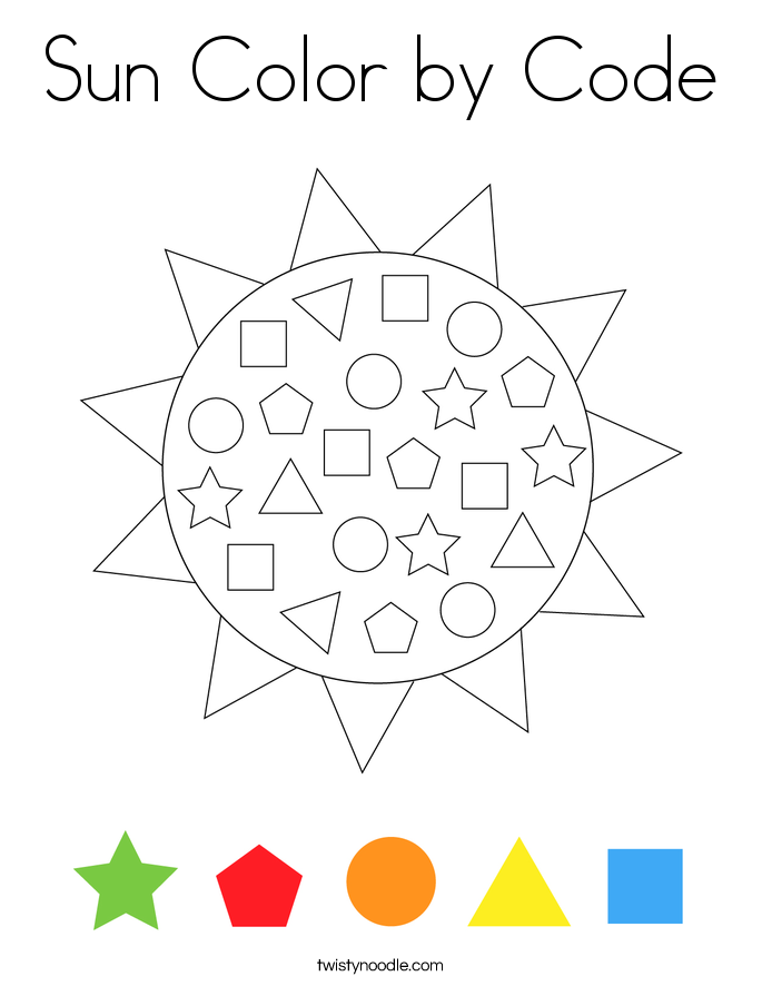Sun Color by Code Coloring Page