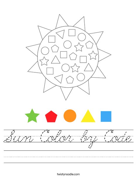Sun Color by Code Worksheet
