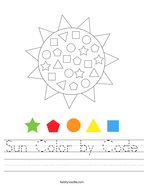 Sun Color by Code Handwriting Sheet