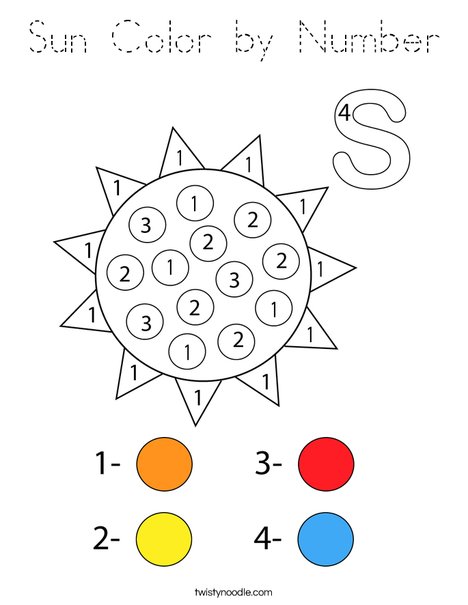 Sun Color by Number Coloring Page