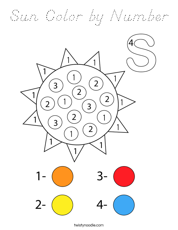 Sun Color by Number Coloring Page