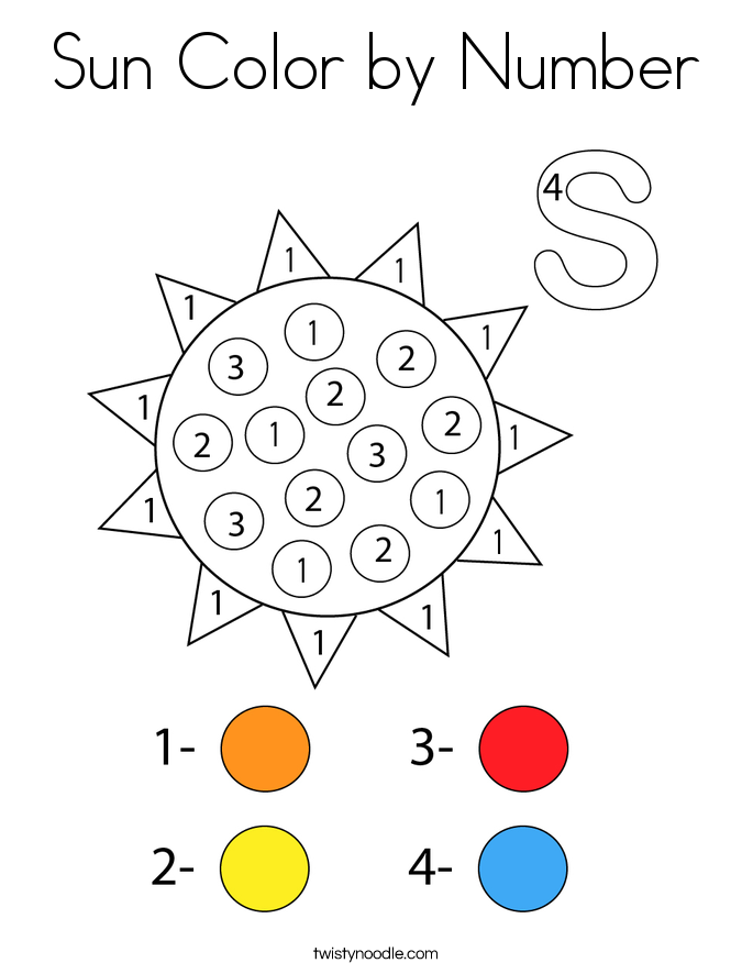 Sun Color by Number Coloring Page