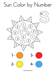 Sun Color by Number Coloring Page