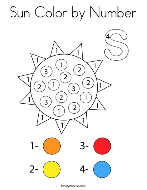 Sun Color by Number Coloring Page