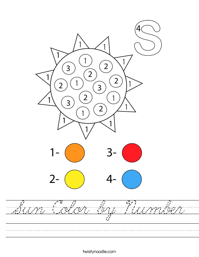 Sun Color by Number Worksheet