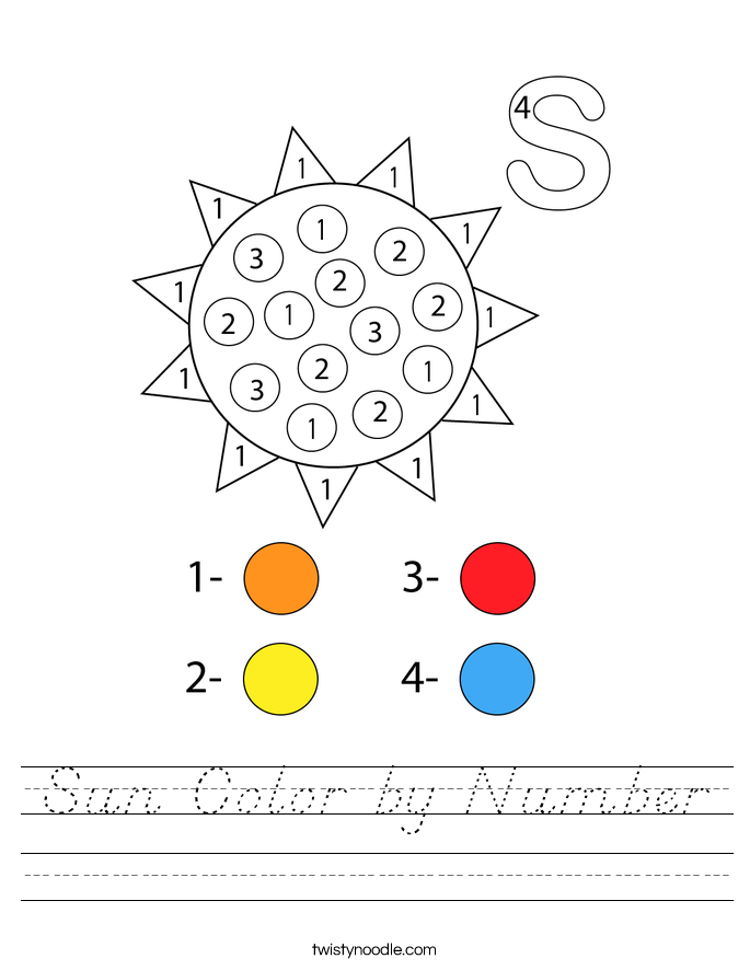 Sun Color by Number Worksheet