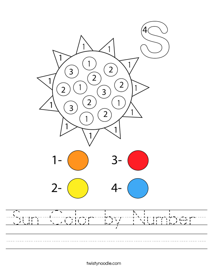 Sun Color by Number Worksheet