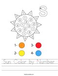 Sun Color by Number Worksheet
