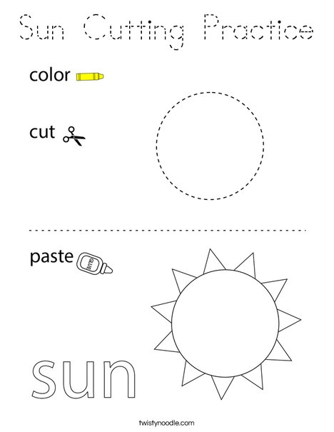 Sun Cutting Practice Coloring Page