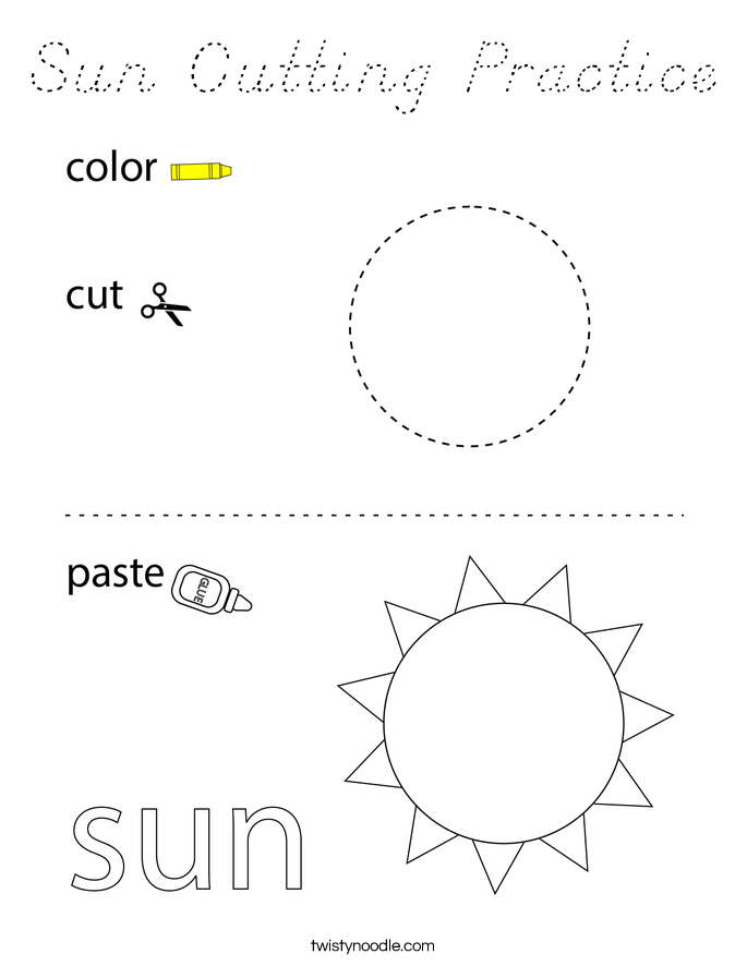 Sun Cutting Practice Coloring Page