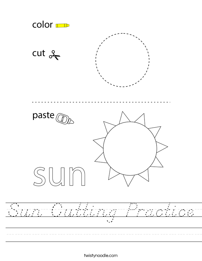 Sun Cutting Practice Worksheet