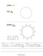 Sun Cutting Practice Handwriting Sheet
