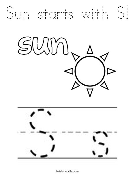 Sun starts with S! Coloring Page