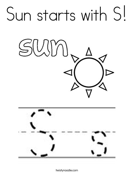 Sun starts with S Coloring Page - Twisty Noodle Sun starts with S Coloring Page - Twisty Noodle