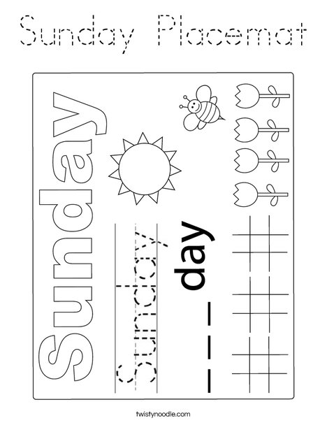 Sunday Placemat Coloring Page